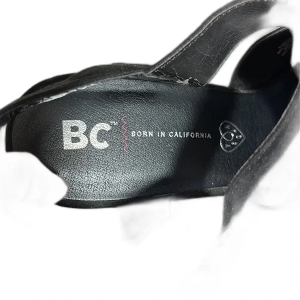 BC Footwear Here We Go Black Wedge Sandals Size 9